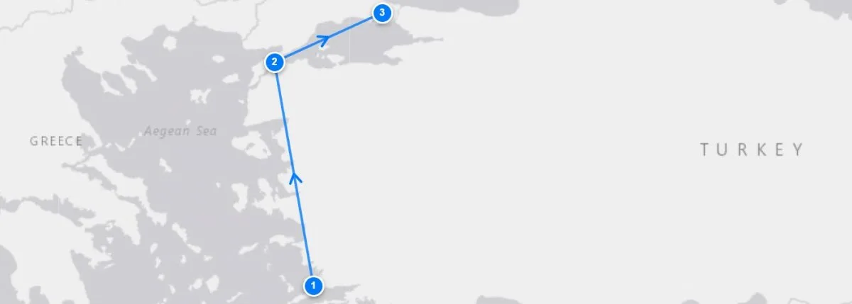 Bodrum Gallipoli To Istanbul route map